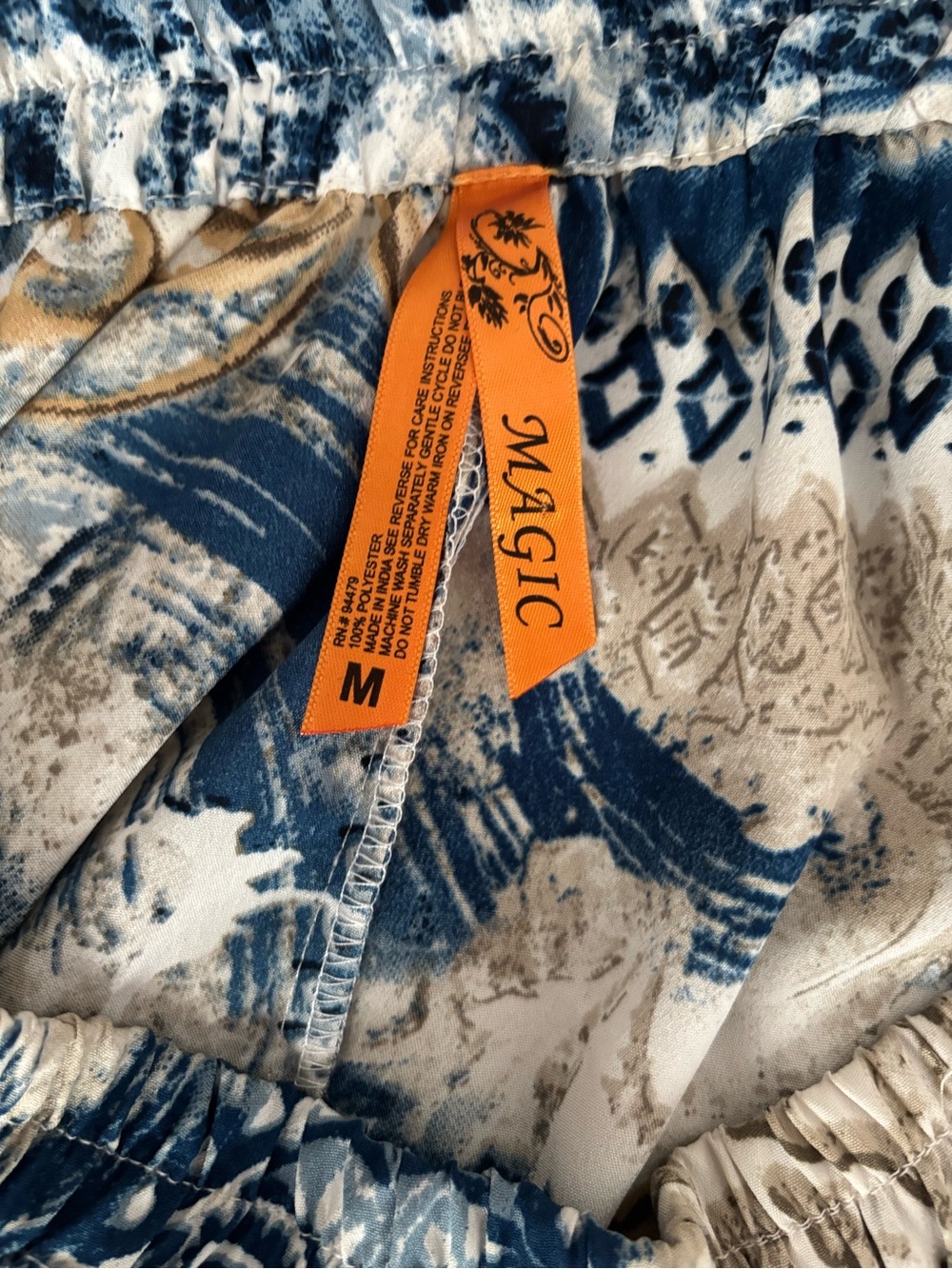 Blue and Cream Printed Maxi Skirt - Picture 2 of 4